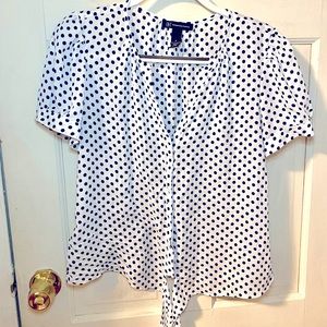 INC polka dot button up shirt with ties, size 8